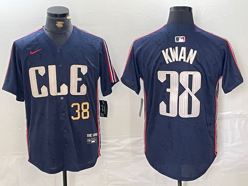 Men Cleveland Indians #38 Kwan Blue City Edition Nike 2024 MLB Jersey style 1